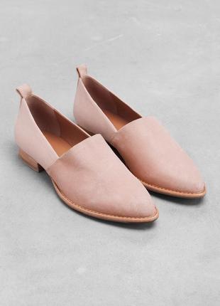 Лоферы туфли замшевые розово-пудрового цвета other stories8 фото