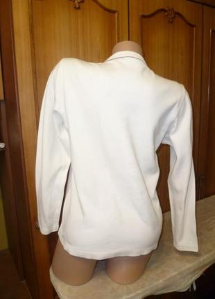 Білий коттоновый лонгслив bossini щільна футболка з довгим рукавом з вишивкою3 фото