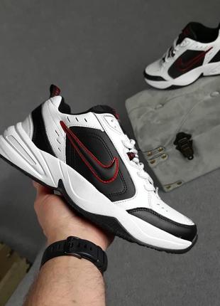 Чоловічі кросівки nike air monarch білі з чорним і червоним smb