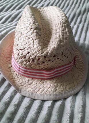 Шикарная шляпка из натуральных материалов для малышки 6-9 месяцев.