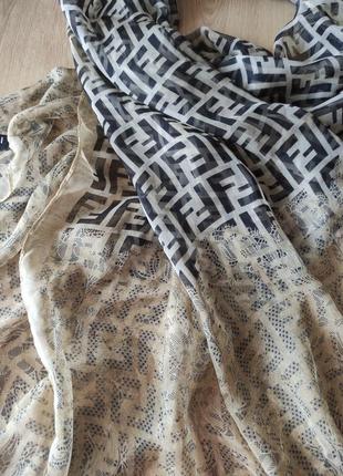 Шикарный женский шелковый шарф палантин fendi, oригинал4 фото