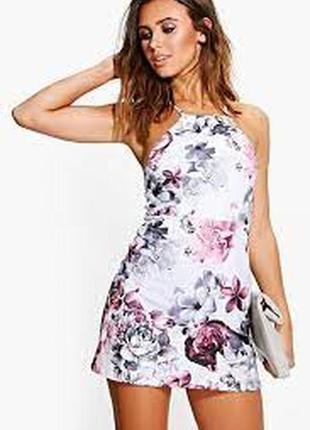 Короткий сарафан, платье цветочный принт, скрещенные лямки, размер 38/40 boohoo3 фото