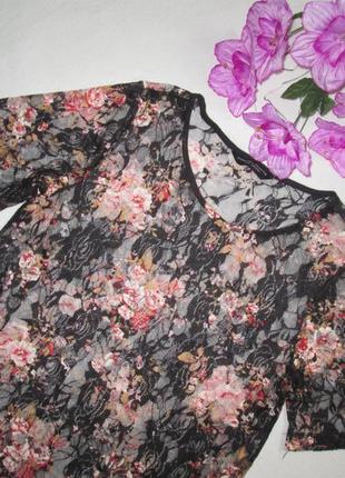 Милая ажурная футболка сетка в цветочный принт dorothy perkins.2 фото