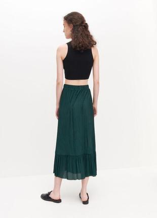 Плиссированная юбка макси с воланами зеленка бренд l-xxxl2 фото