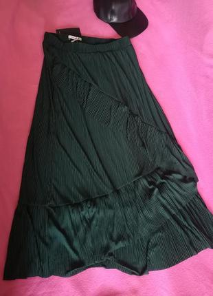 Плиссированная юбка макси с воланами зеленка бренд l-xxxl4 фото