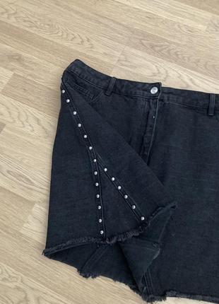 Юбка с заклепками, джинсовая юбка трапеция, юбка5 фото