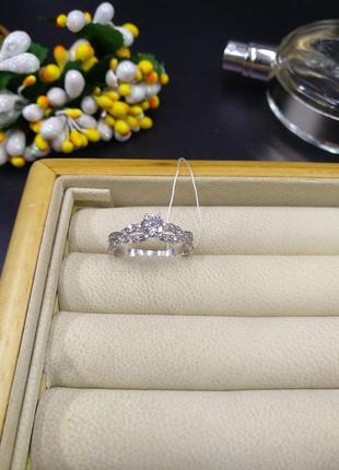 Серебряное нежное кольцо плетение с фианитом 925 последние размеры 17,5 скидка2 фото