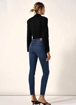 Синие тёмно синие узкие джинсы  мом с высокой посадкой скини skinny zara5 фото