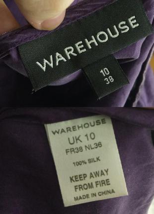 Повністю шовкове чудове плаття фіолетову warehouse з рюшами лялькове5 фото
