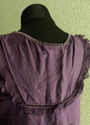 Повністю шовкове чудове плаття фіолетову warehouse з рюшами лялькове9 фото