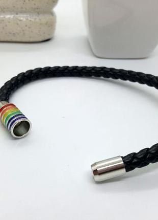 🖤⚫️ мужской браслет жгут на магнитном серебристом замочке эко-кожа4 фото