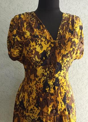 Платье винтажное интересный принт багряный ретро миди вискоза4 фото