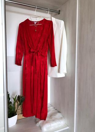 💔 элегантное красное платье миди в змеиный принт с разрезом topshop размер xs/s6 фото