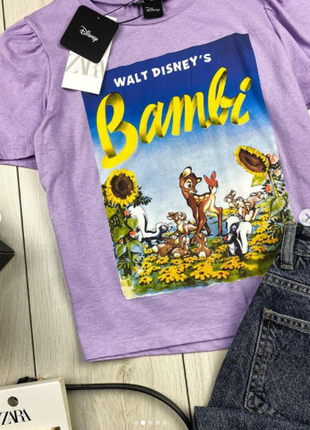 Бузкова футболка розмір м zara disney bambi оригінал нова