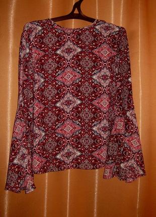 Шикарна нарядна приємна блузка сорочка бохо з рукавами кльош primark км0925 великий розмір