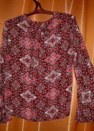 Шикарная нарядная приятная блузка рубашка бохо с рукавами клеш primark, км0925 большой размер6 фото