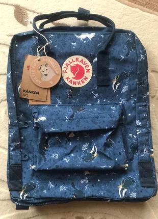 Рюкзак fjallraven kanken art blue купити фьялравен канкен синій з єнотами