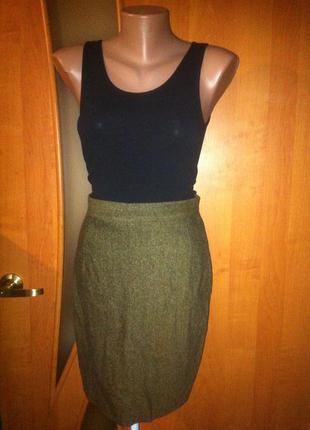 Коричнево-зелена спідниця-олівець