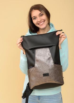 Рюкзак roll top / трендовий жіночий чорний  рюкзак / рюкзак для ноутбука /женский рюкзак7 фото