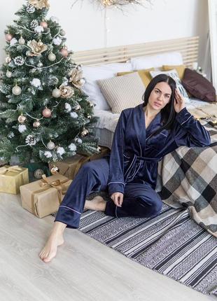 Тепла і якісна плюшева піжама, жіноча&чоловіча, фемілі цибулю, штани+жакет(халат)