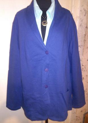 Трикотажный пиджак на пуговицих и с карманами,большого размера,индия1 фото
