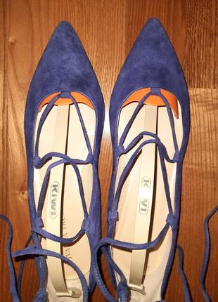 Туфли, балетки синие замша. ivanka trump размер 38, ст 25 см