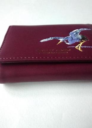 Новий ексклюзивний місткий короткий гаманець на кнопці з журалем лелека вінтаж4 фото
