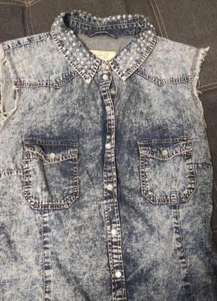 Сорочка джинсова безрукавка