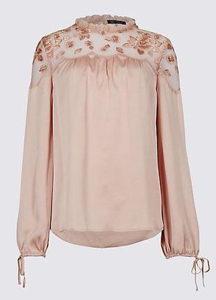 Блуза из плотного шифона с вышивкой "m&s collection"1 фото