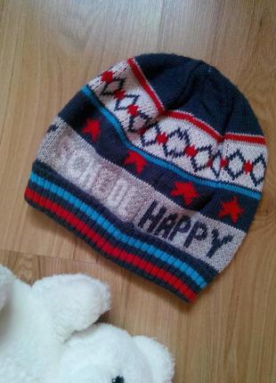 Классная яркая шапочка двойной вязки