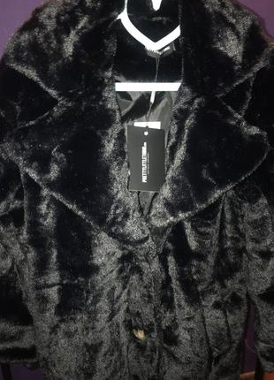 Чёрная шуба пальто миди макси классика prettylittlething2 фото