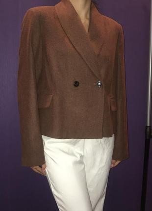Шикарный пиджак пальто шерсть коричневый классика mango