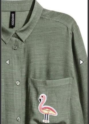 Удлиненная рубашка с фламинго2 фото