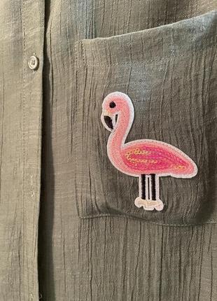 Удлиненная рубашка с фламинго5 фото