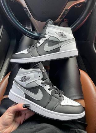 Кроссовки высокие air jordan 1 mid gray black😍3 фото