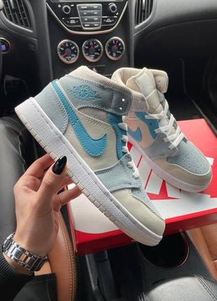 Кроссовки air jordan 1 mid mixed textures blue