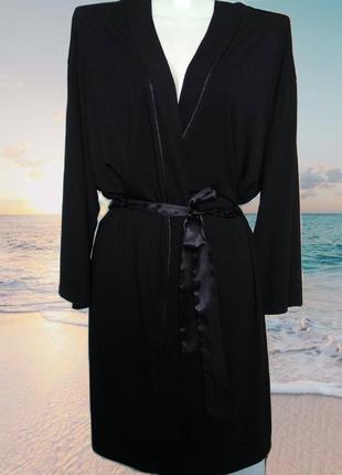 Женский черный трикотажный халат george с длинным рукавом2 фото