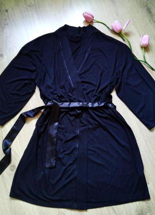 Женский черный трикотажный халат george с длинным рукавом3 фото