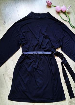 Женский черный трикотажный халат george с длинным рукавом4 фото