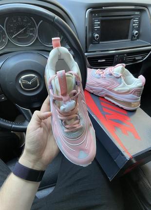 Милые женские кроссовки nike air max 270 react barely rose пудровые розовые2 фото