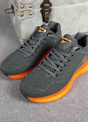 Чоловічі кросівки Reebok BIG HURTBLACK WHITE (сірі, помаранчеві)10 фото