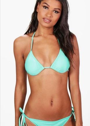 🎄знижка🎄триангл бікіні топ в красивому зеленому кольорі від boohoo розмір 6uk