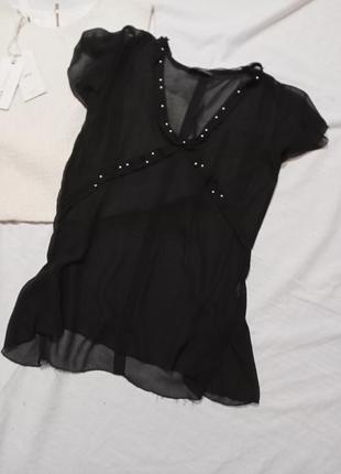 Прозрачная блузка с жемчугом1 фото