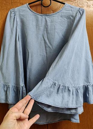 Красивая блузка с объемными рукавами - 100% лиоцелл