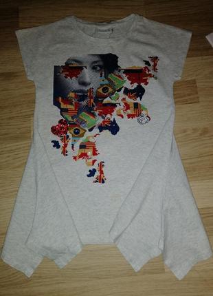 Довга Футболка туніка для дівчинки 9-10/134-140