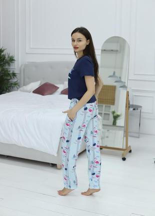 Піжама жіноча фламінго футболка + штани. розміри s, m, l, xl. жіночі піжами4 фото