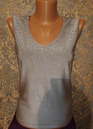 Красивая серебристая майка с блеском , топ р.s/m