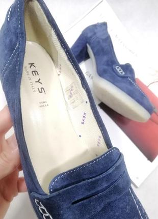 Замшеві туфлі лофери пенні сині блакитні з підошвою поліурітанової7 фото