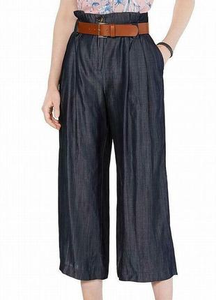 Женские брюки tommy hilfiger, синие, размер 10, с поясом, брюки-кюлоты