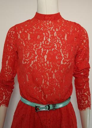 Яркий комбинезон "h&m" (швеция) с шортами кружевной красный.3 фото